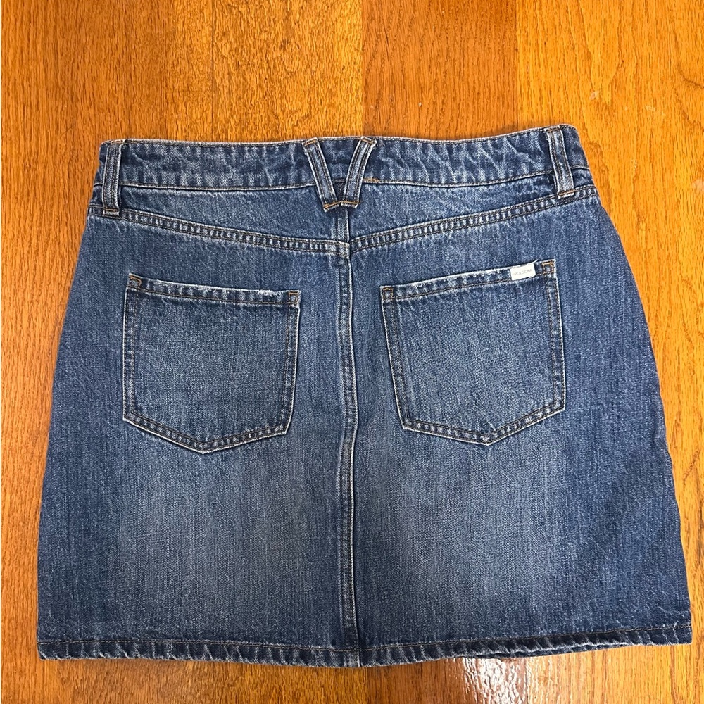 Volcom Blue Denim Button-Front Mini Skirt - Picture 2 of 4